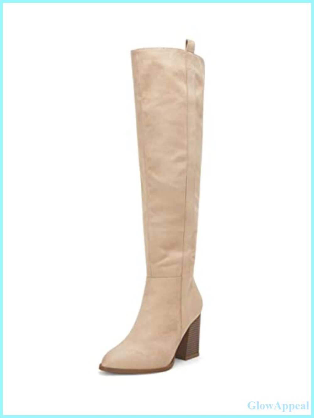 Faux Suede Over Knee Boots Chunky Heel Pointed Toe Slip On Women